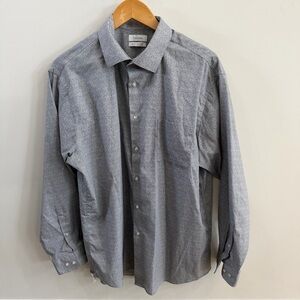🩶 Calvin Klein Men’s Gray Casual Button-Down Shirt – Size 17½